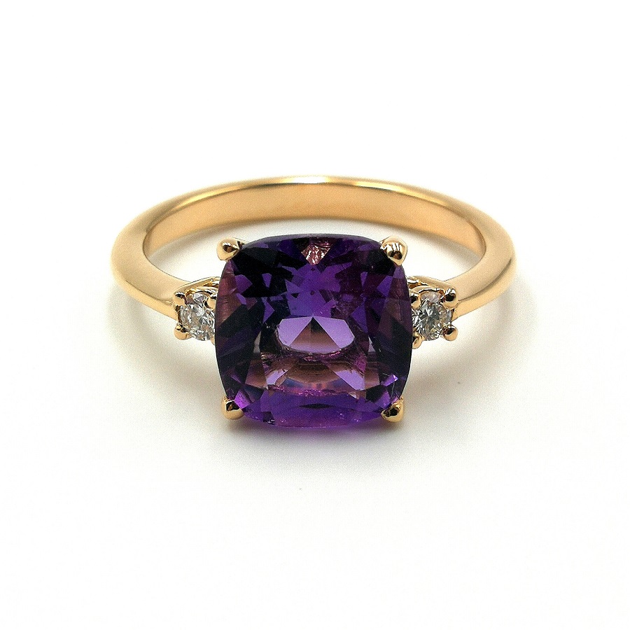 anillo oro rosa con amatista y diamantes V-2893-17-
