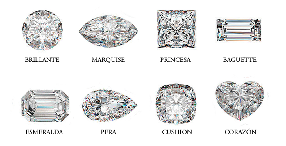 distintas tallas de diamantes